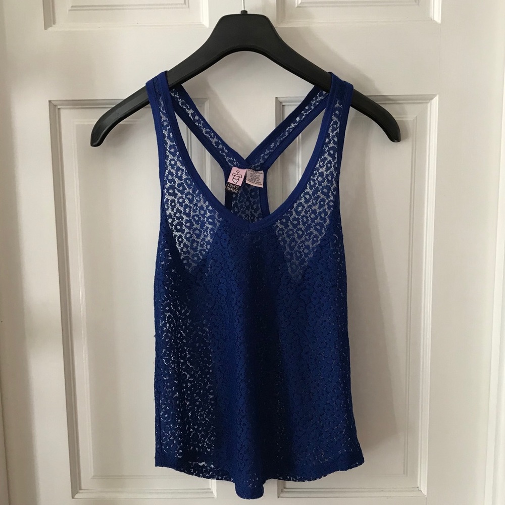 Love On A Hanger Racerback Blue Top Size S